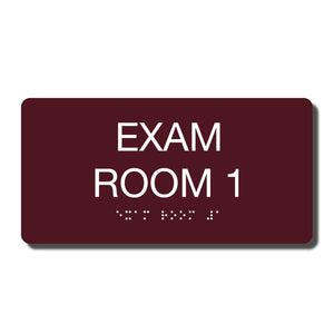 ADA Exam Room 1 Sign Braille - Several Colors - 8" x 4"