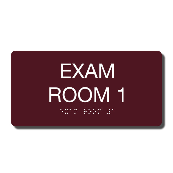 ADA Exam Room 1 Sign Braille - Several Colors - 8