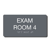 ADA Exam Room 4 Sign Braille - Several Colors - 8" x 4"