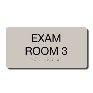 ADA Exam Room 3 Sign Braille - Several Colors - 8" x 4"