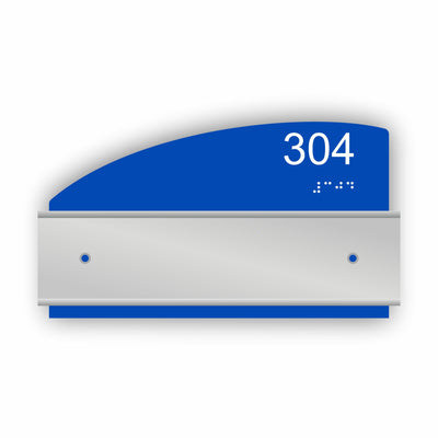ADA Room Number Signs with 8" x 2" Nameplate Holders - Curve