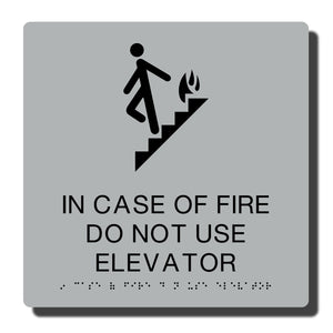 Standard ADA Sign - NapADASigns - ADA In Case of Fire Sign with Braille - 23 Colors - 10" x 10" - napadasigns