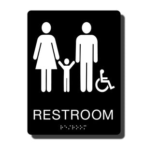 Standard ADA Sign - NapADASigns - ADA Family Handicap Restroom Sign with Braille - 14 Colors Available - 6" x 8" - napadasigns
