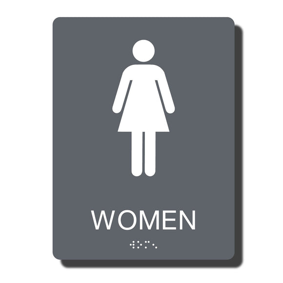 Standard ADA Sign - NapADASigns - ADA Women Restroom Sign with Braille - 14 Colors - 6