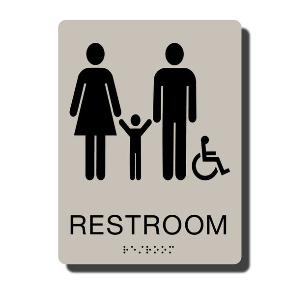 Standard ADA Sign - NapADASigns - ADA Family Handicap Restroom Sign with Braille - 14 Colors Available - 6