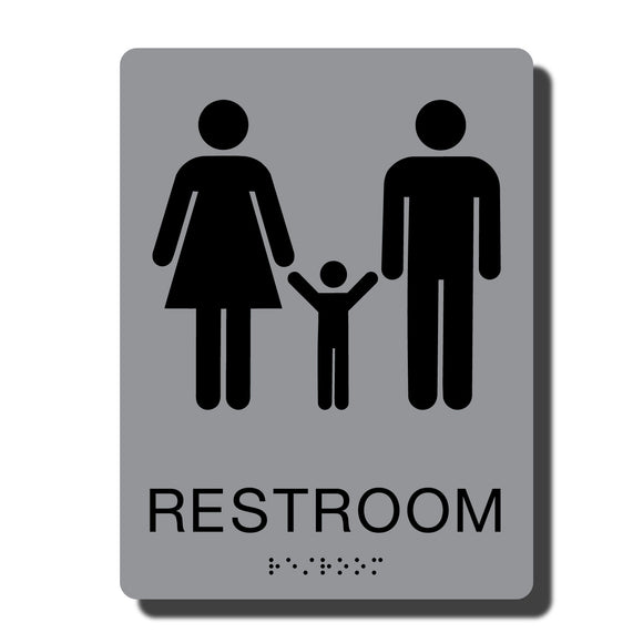 Standard ADA Sign - NapADASigns - ADA Family Restroom Sign with Braille - 14 Colors - 6