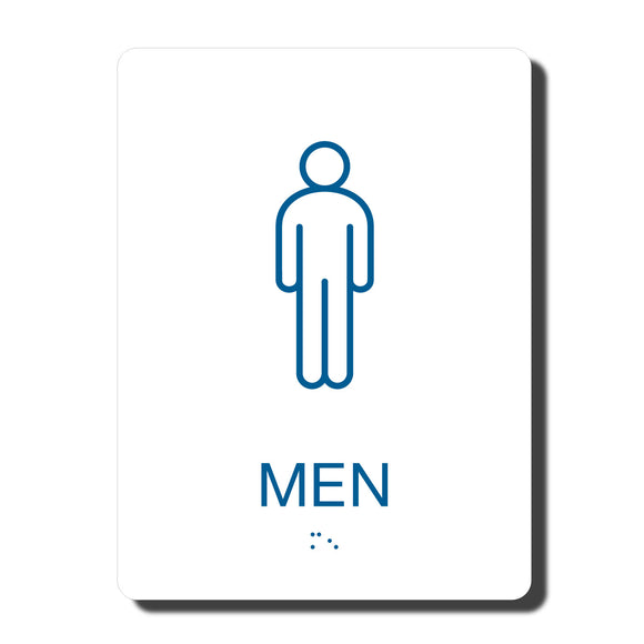 California ADA Mens Restroom Signs - ADA Compliant - Blue with White Wall Sign - 6