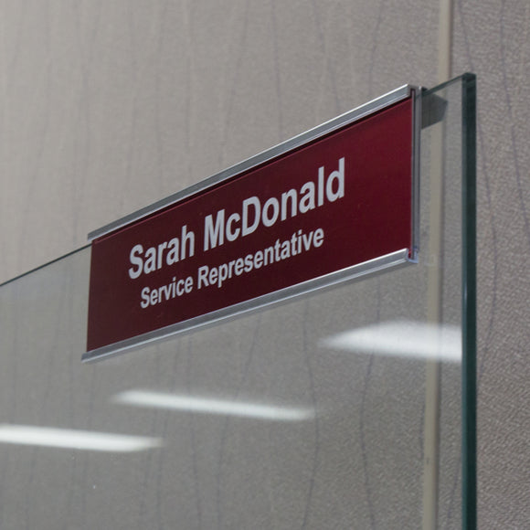 Nap Nameplates, Glass Cubicle Signs with Nameplates, Add your company logo!  Great for the office
