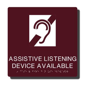 ADA Assistive Listening Sign with Braille - Several Colors - 10" x 10"