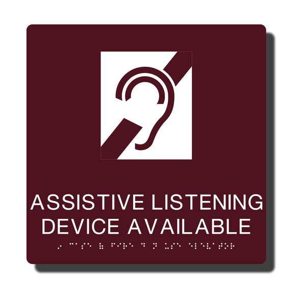 ADA Assistive Listening Sign with Braille - Several Colors - 10