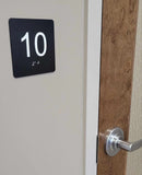 ADA Room Number Sign with Tactile and Braille - 4" x 4" Pack of 5, Numbered 6 - 10