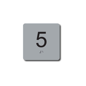 ADA Room Number Sign with Tactile and Braille - 4" x 4" Pack of 5, Numbered 1 to 5