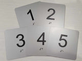 ADA Room Number Sign with Tactile and Braille - 4" x 4" Pack of 5, Numbered 1 to 5