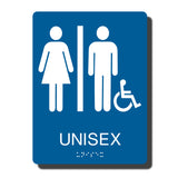ADA Unisex Handicap Restroom Sign with Braille - Several Colors - 6" x 8"