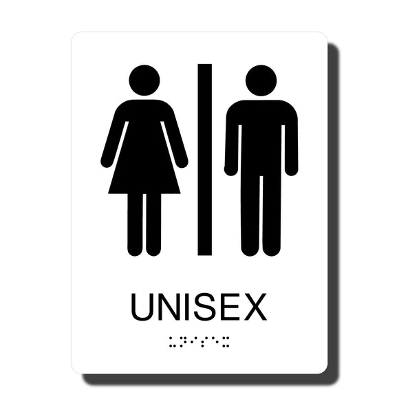 ADA Unisex Restroom Sign with Braille - Several Colors - 6