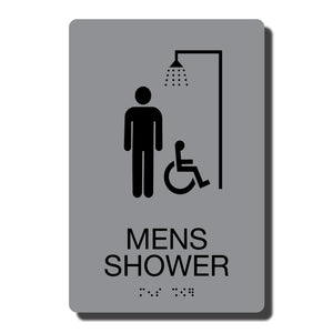 ADA Men Accessible Shower Sign with Braille - Several Colors - 6" x 9"