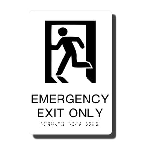 ADA Emergency Exit Sign with Braille - Several Colors - 6" x 9"