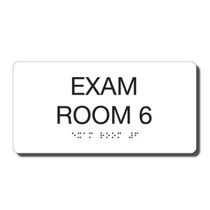 ADA Exam Room 6 Sign Braille - Several Colors - 8" x 4"