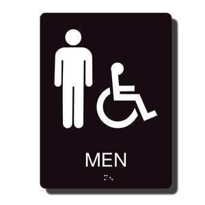 Standard ADA Sign - NapADASigns - ADA Men Handicap Restroom Sign with Braille - 23 Colors - 6" x 8" - napadasigns