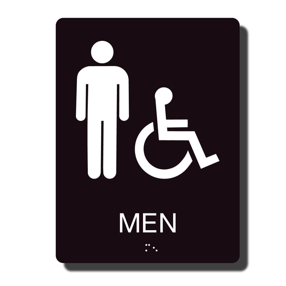 Standard ADA Sign - NapADASigns - ADA Men Handicap Restroom Sign with Braille - 23 Colors - 6