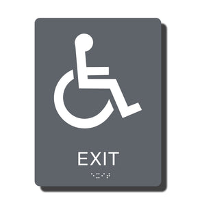 Standard ADA Sign - NapADASigns - ADA Exit Sign with Braille - 14 Colors - 6" x 8" - napadasigns