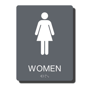 Standard ADA Sign - NapADASigns - ADA Women Restroom Sign with Braille - 14 Colors - 6" x 8" - napadasigns
