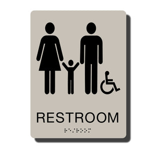 Standard ADA Sign - NapADASigns - ADA Family Handicap Restroom Sign with Braille - 14 Colors Available - 6" x 8" - napadasigns