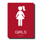 Standard ADA Sign - NapADASigns - ADA Girl Restroom Sign with Braille - 14 Colors - 6" x 8" - napadasigns
