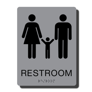 Standard ADA Sign - NapADASigns - ADA Family Restroom Sign with Braille - 14 Colors - 6" x 8" - napadasigns