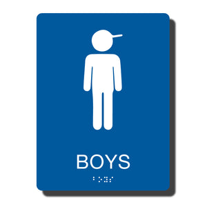 Standard ADA Sign - NapADASigns - ADA Boy Restroom Sign with Braille - 14 Colors - 6" x 8" - napadasigns