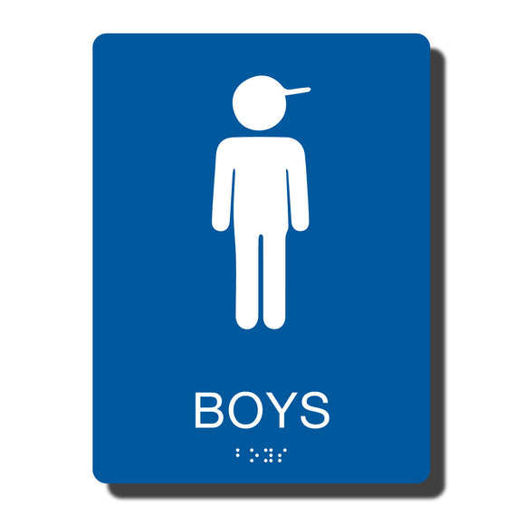 Standard ADA Sign - NapADASigns - ADA Boy Restroom Sign with Braille - 14 Colors - 6