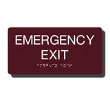Standard ADA Sign - NapADASigns - ADA Emergency Exit Sign with Braille - 14 Colors - 8" x 4" - napadasigns