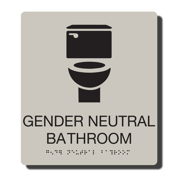 Standard ADA Sign - NapADASigns - ADA Gender Neutral Bathroom Sign with Braille - Putty with Black - 8