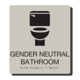 Standard ADA Sign - NapADASigns - ADA Gender Neutral Bathroom Sign with Braille - Putty with Black - 8" x 9" - napadasigns