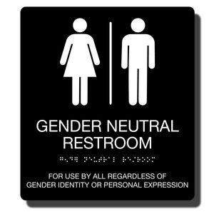 Standard ADA Sign - NapADASigns - ADA Gender Neutral Restroom Sign with Braille - 14 Colors - 9" x 10" - napadasigns