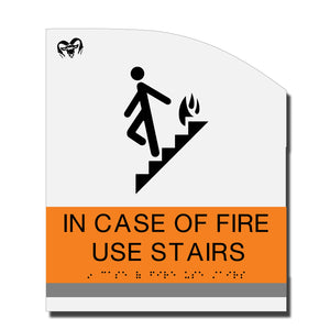 ADA In Case of Fire Sign with Braille - Acrylic layered plastic - Brand Collection