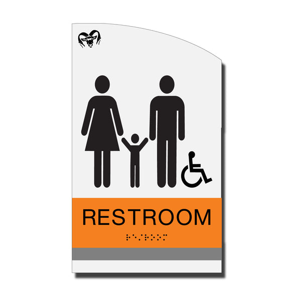 ADA Family Accessible Restroom Sign with Braille - Acrylic layered plastic - Brand Collection