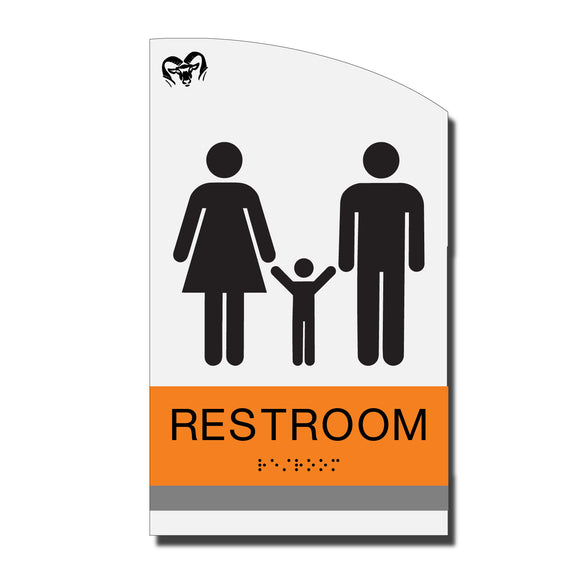 ADA Family Restroom Sign with Braille - Acrylic layered plastic - Brand Collection