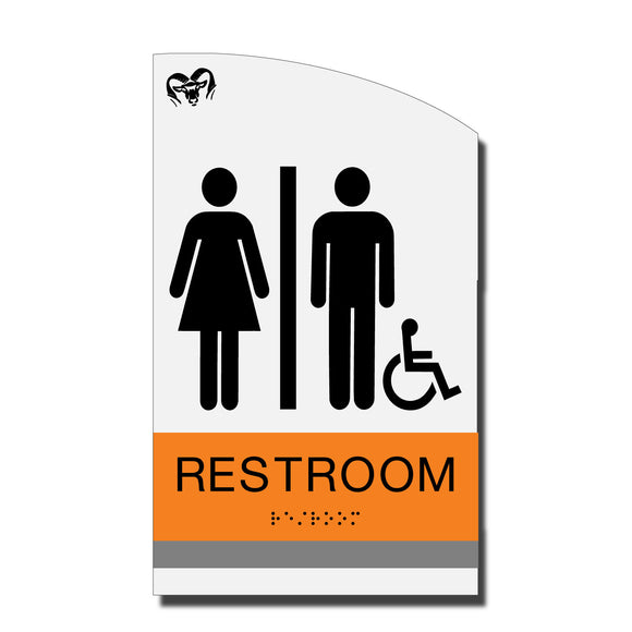 ADA Accessible Restroom Sign with Braille - Acrylic layered plastic - Brand Collection