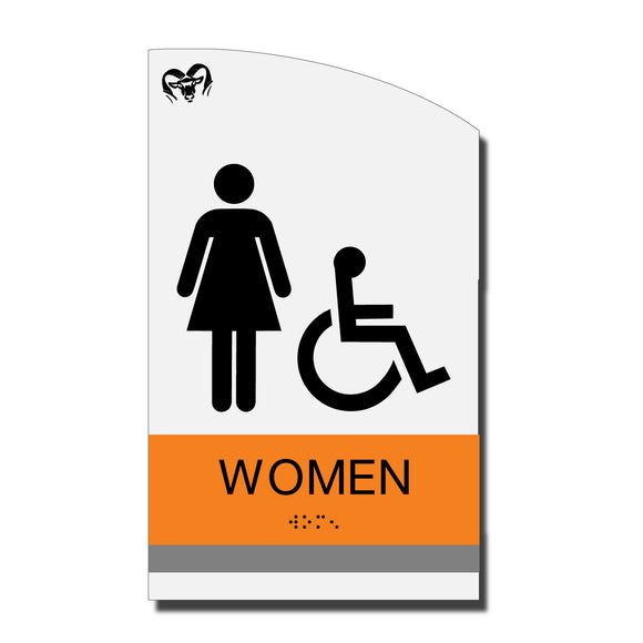 ADA Women Accessible Restroom Sign with Braille - Acrylic layered plastic - Brand Collection