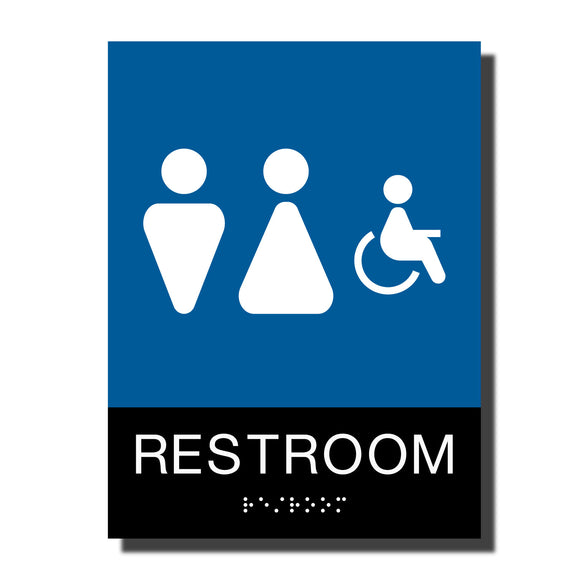 ADA Handicap Restroom Sign with Braille - Plastic - Chroma Collection