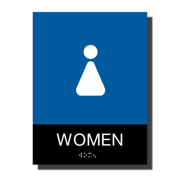 ADA Chroma Restroom Sign - NapADASigns - ADA Women Restroom Sign with Braille - Plastic - Chroma Collection - napadasigns