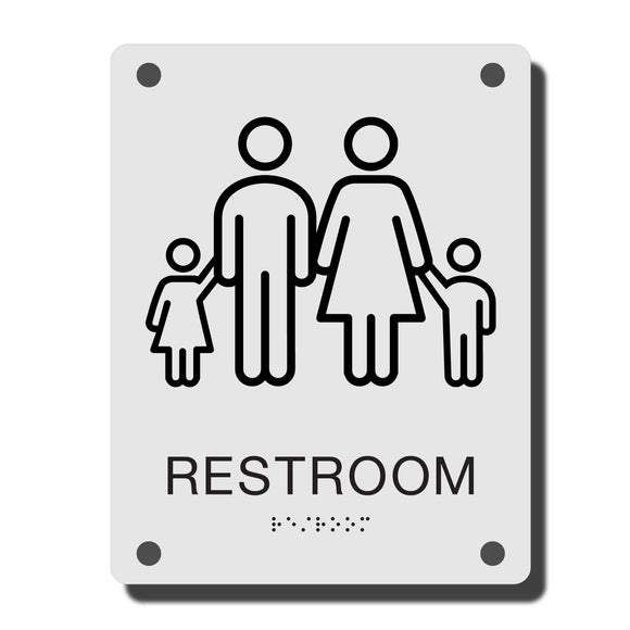 ADA Construct Restroom Sign - NapADASigns - ADA Family Restroom Sign with Braille - Acrylic - Construct Collection - napadasigns