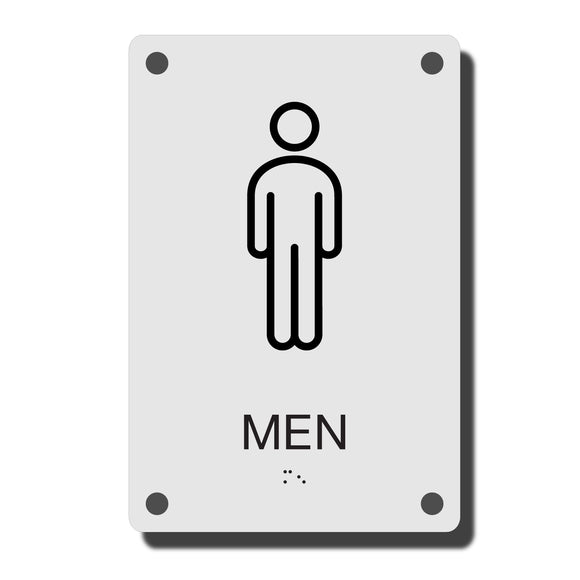ADA Construct Restroom Sign - NapADASigns - ADA Men Restroom Sign with Braille - Acrylic - Construct Collection - napadasigns