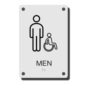 ADA Construct Restroom Sign - NapADASigns - ADA Men Handicap Restroom Sign with Braille - Acrylic - Construct Collection - napadasigns