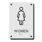 ADA Construct Restroom Sign - NapADASigns - ADA Women Restroom Sign with Braille - Acrylic - Construct Collection - napadasigns