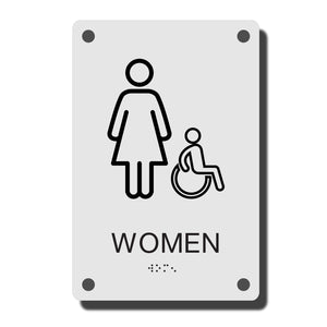 ADA Construct Restroom Sign - NapADASigns - ADA Women Handicap Restroom Sign with Braille - Acrylic -  Construct Collection - napadasigns