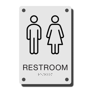 ADA Construct Restroom Sign - NapADASigns - ADA Restroom Sign with Braille - Acrylic - Construct Collection - napadasigns