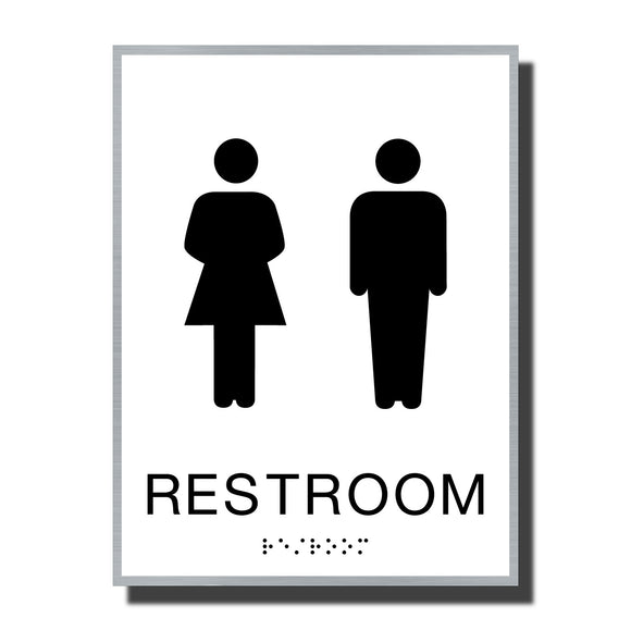ADA Sterling Restroom Sign - NapADASigns - ADA Restroom Sign with Braille - Aluminum - Sterling Collection - napadasigns