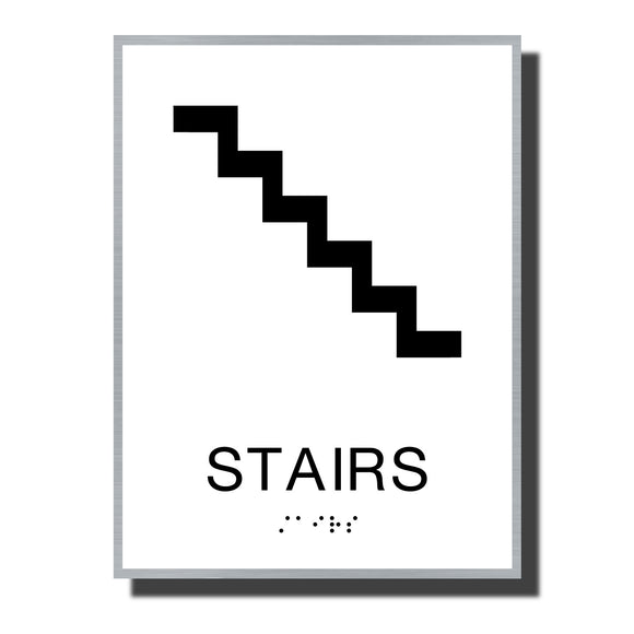 ADA Sterling Stair Sign - NapADASigns - ADA Stair Sign with Braille - Aluminum - Sterling Collection - napadasigns